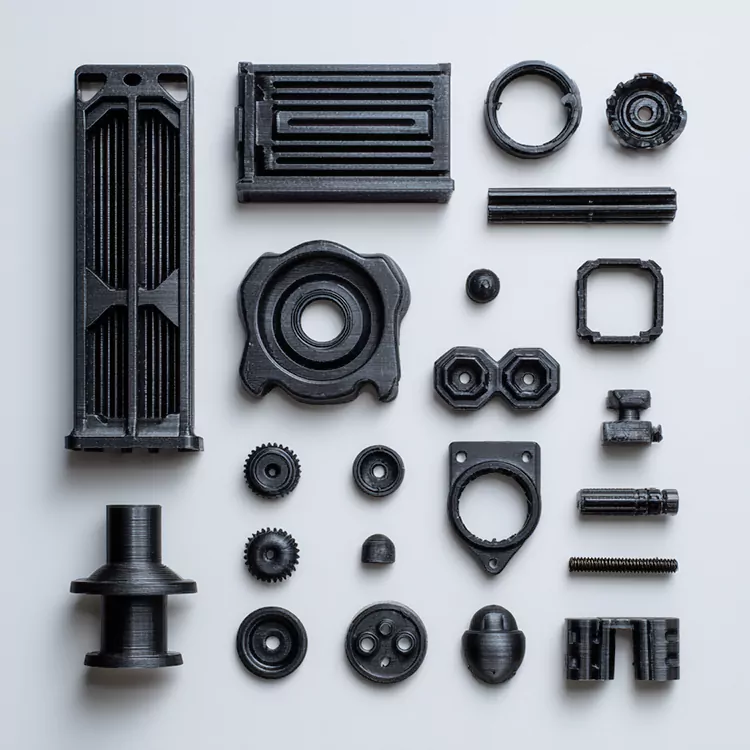 Componentes impresos en 3D de plástico